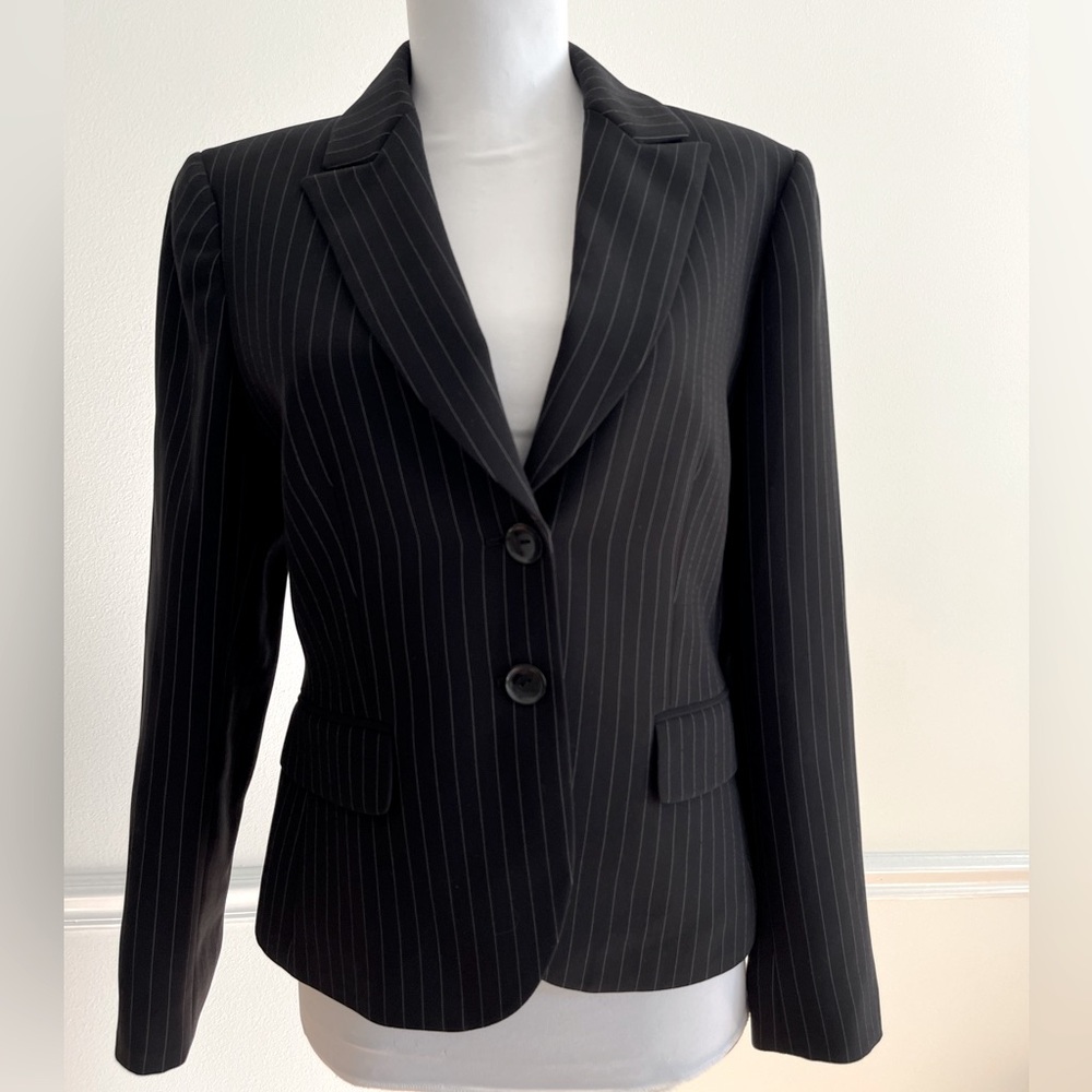 Tahari ASL Women's Jacket Blazer Black W/white Striping - Notch Lapel NEW